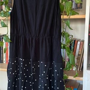 Chic Black Dress with White Polka Dots